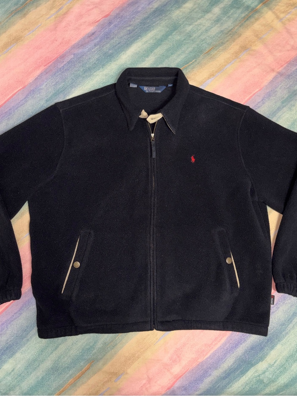 Polo Ralph Lauren Polartec Jacket Mens 2XL Zip Up Fleece Bomber black jacket